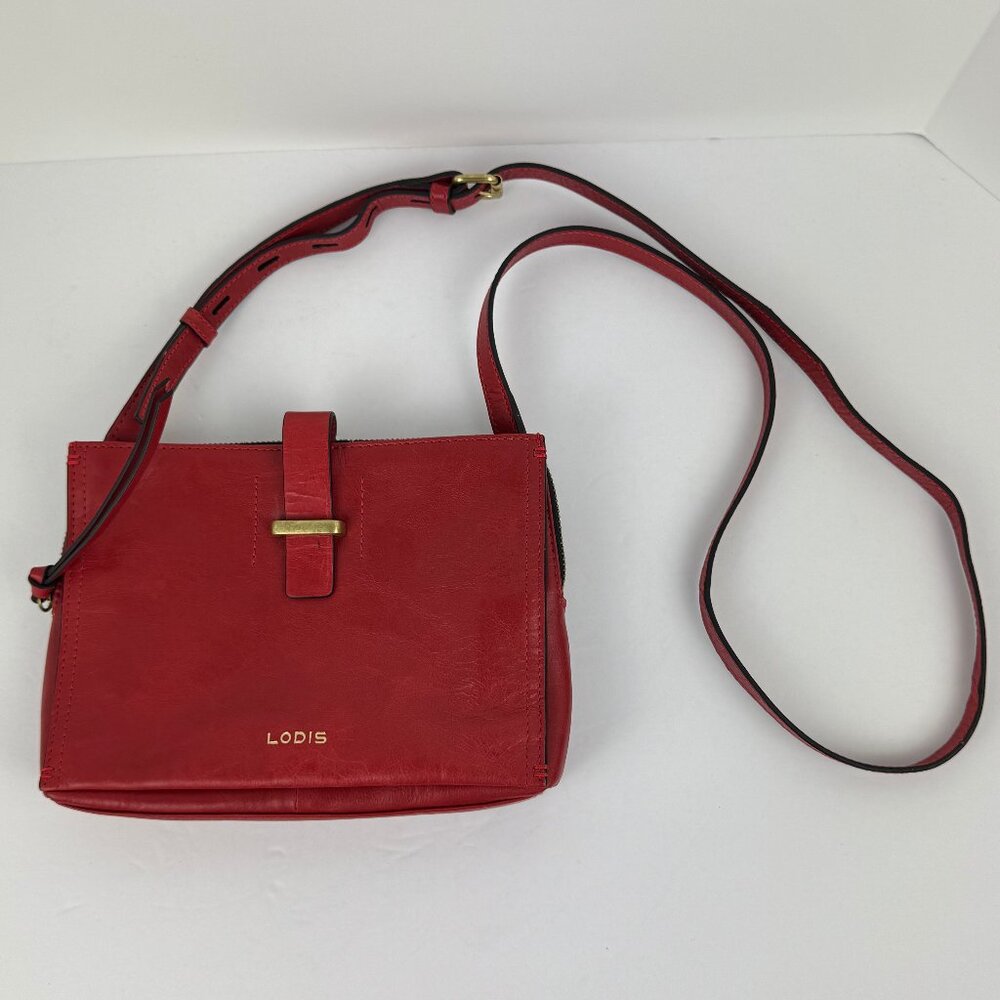 Lodis Sabrina genuine leather red cross body purse